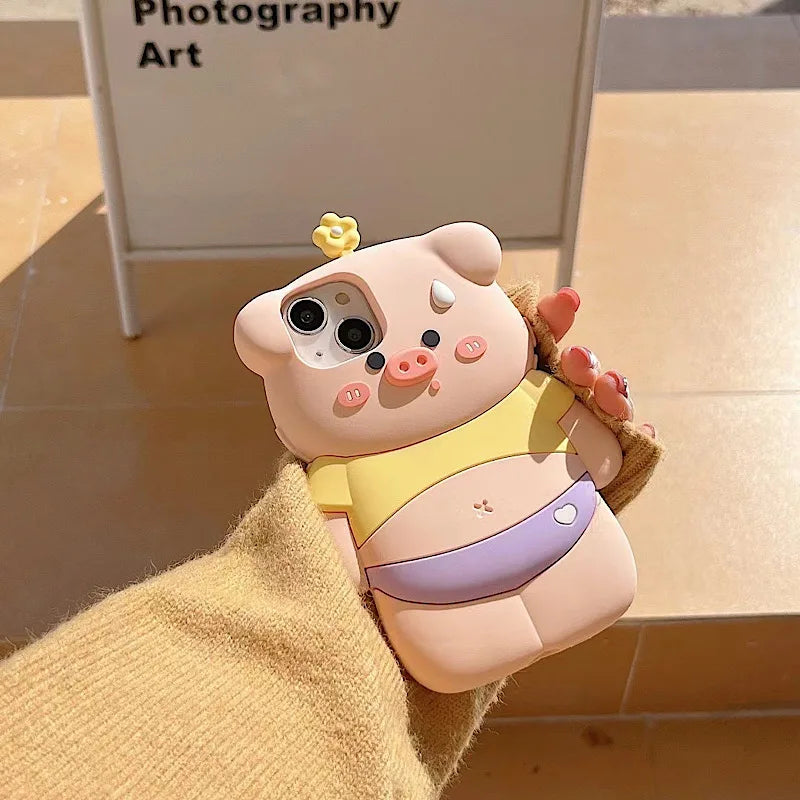 【アニマルシリーズ】立体ブタさんデザイン かわいい3Dスマホケース｜iPhone対応 #250920