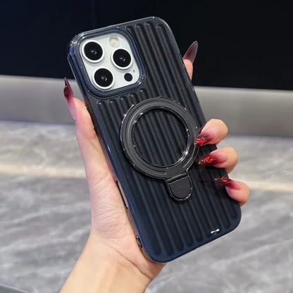 【ストライプ】iPhoneケース Magnet内蔵 リング付き ｜縦ライン スマホカバー オフィス #260524