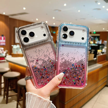 【流れるシリーズ】キラキラグリッター 星屑ラメ入り リキッドデザイン スマホケース｜iPhone対応 #251202