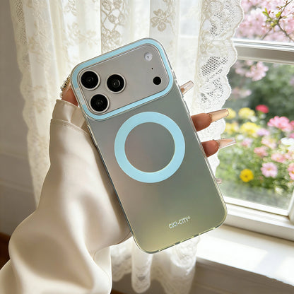 パステルグラデーション コントラストフレーム Magnet内蔵 iPhoneケース｜淡色・上品シンプル #260038