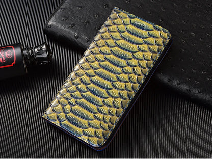 【本革シリーズ】ブックスタイル クロコダイル調 レザー型押し 手帳型 iPhoneケース #240131