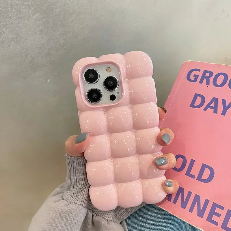 【ぽこぽこブロック】ぷっくりバブルスマホケース｜iPhone対応 #250702
