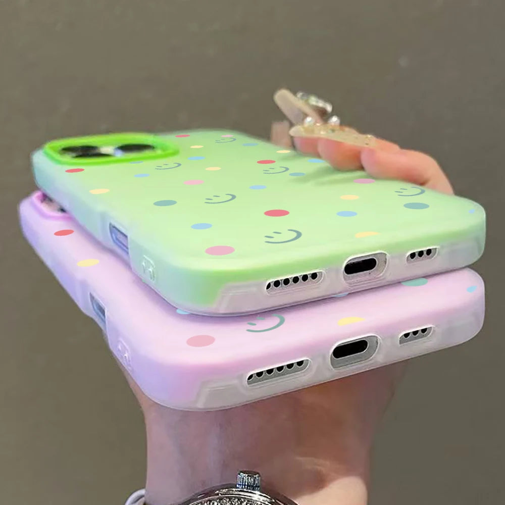 【ニコちゃんシリーズ】カラフル ポルカドット 水玉 スマイル iPhoneケース #260301