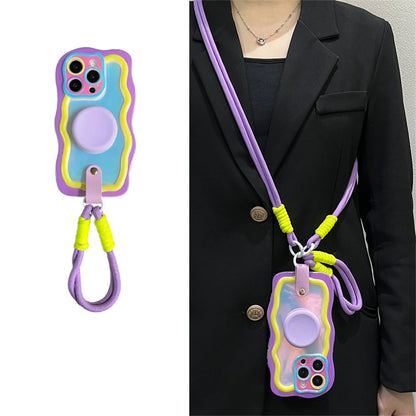 【ウェーブフレーム】ストラップ付き カラフル ポップデザイン スマホケース｜iPhone対応 #250919