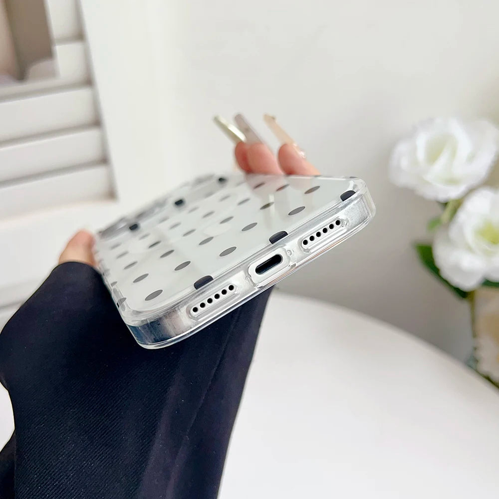 ドット柄 水玉 Magnet内蔵 iPhoneケース｜クリアベース・ポップデザイン #260104