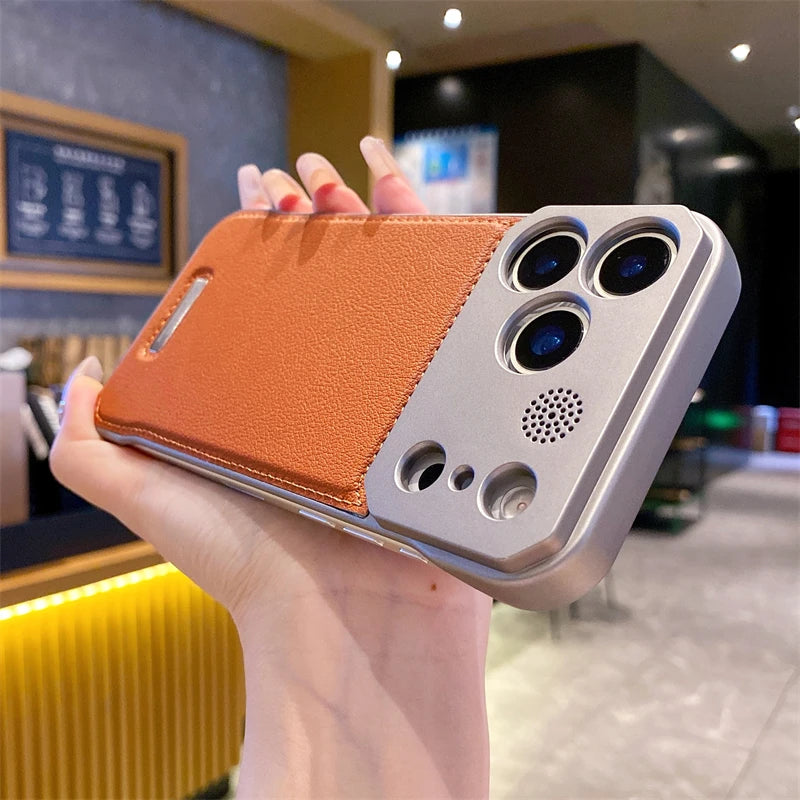 【レザーシリーズ】マグネット対応 高級PUレザー＆メタルプレート デザインスマホケース｜iPhone対応 #251128