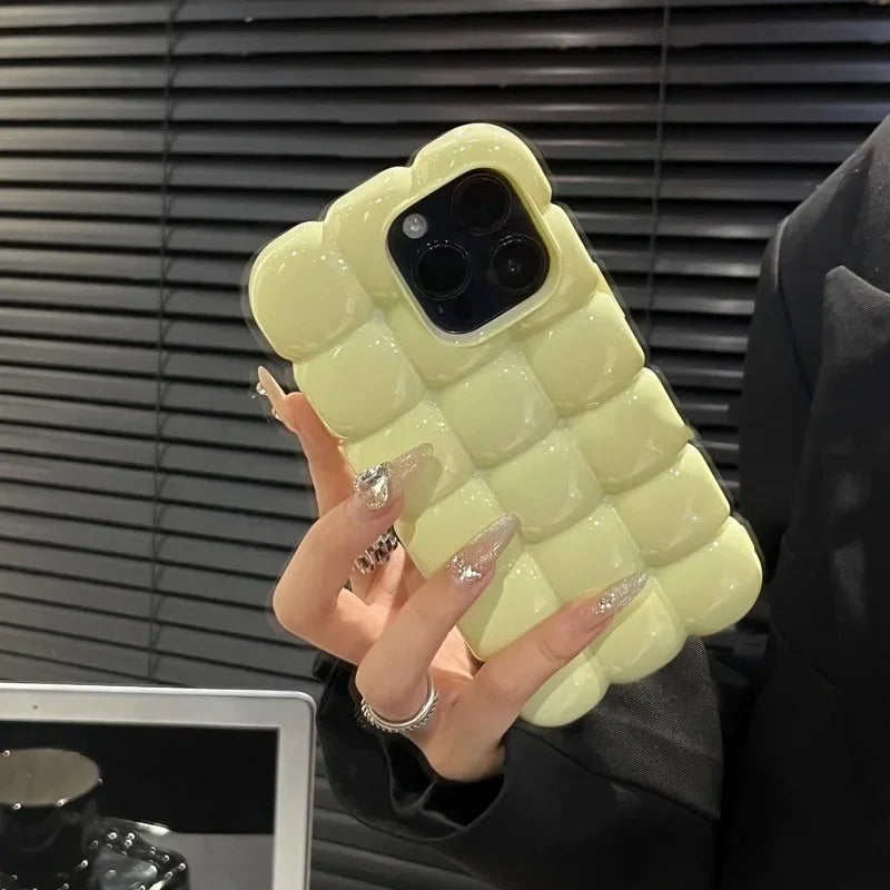 【ぽこぽこブロック】ぷっくりバブルスマホケース｜iPhone対応 #250702