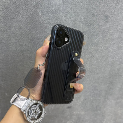 【ネオンシリーズ】イエローライン ハンドル付き 半透明 クリアスマホケース｜iPhone対応 #251013