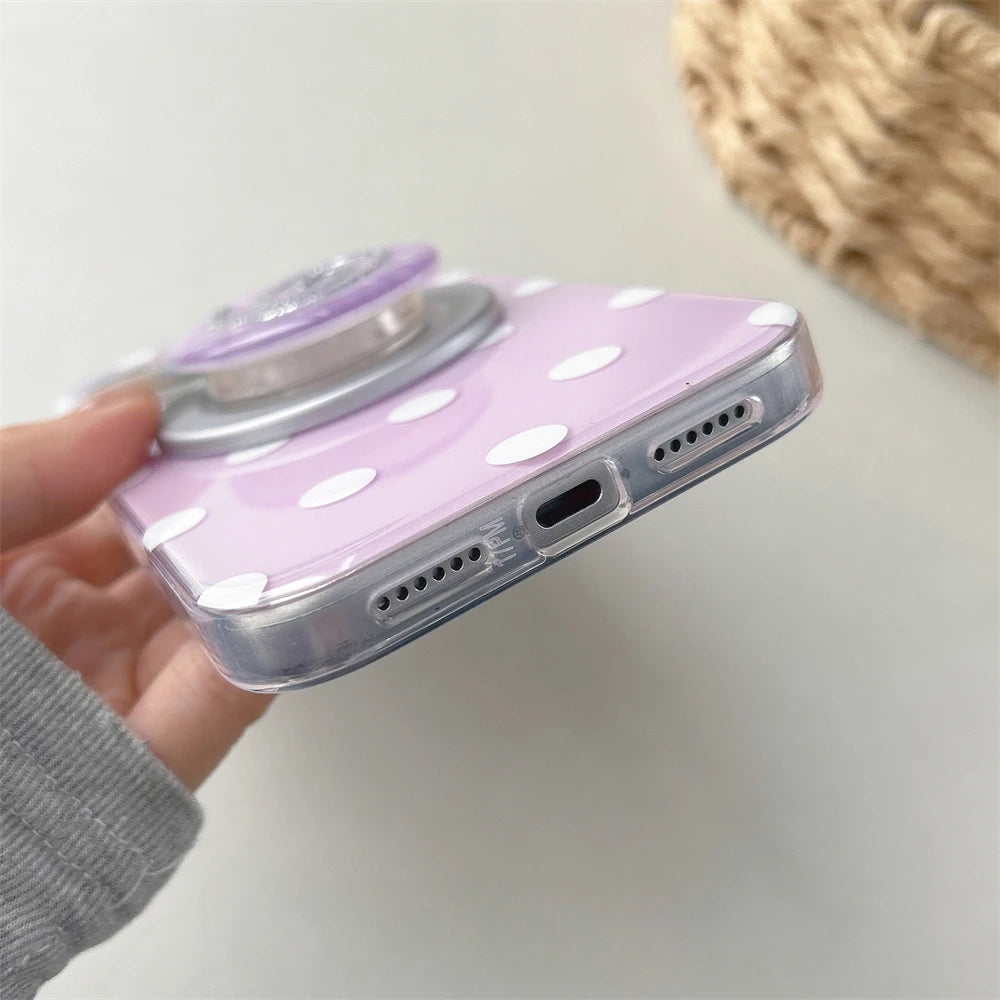 ドット柄 ホルダー付き マグネット対応 iPhoneケース｜ポップ・カジュアル風 #261015