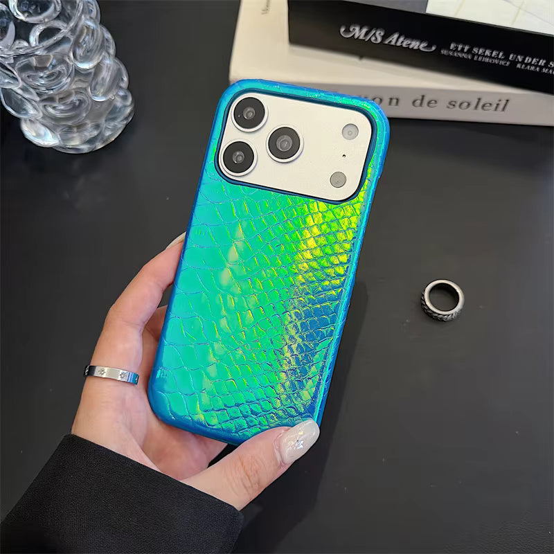 オーロラクロコダイル柄 レザー風 iPhoneケース｜ゴージャス・輝き・トレンド風  #261037