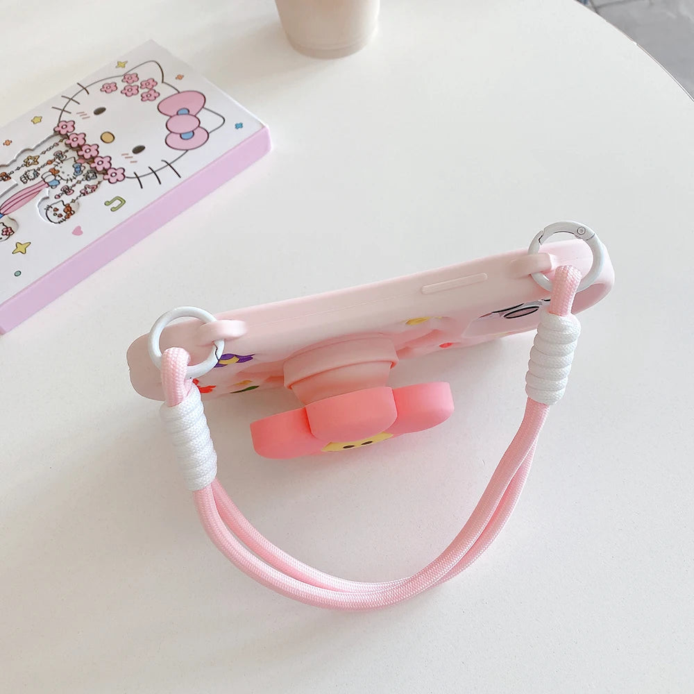 ハンドル付き フラワー スマイル ニコちゃん 韓国 ショルダー風 かわいい #260513