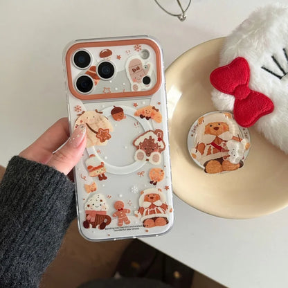 雪んこくまさん ベア スイーツ イラスト グリップ付き Magnet内蔵 iPhoneケース #240502