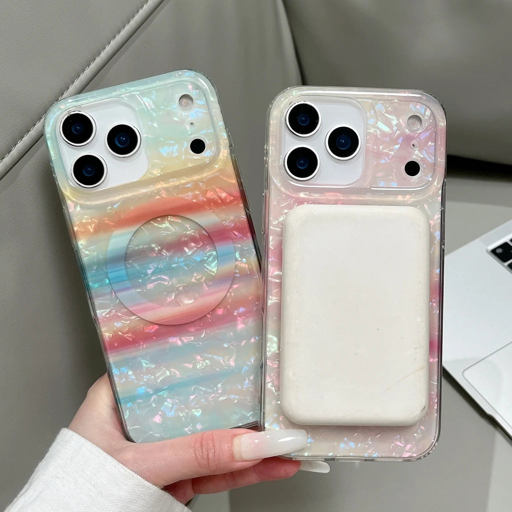 オーロラシェル風 グラデーション iPhoneケース｜マグネット内蔵 #231229