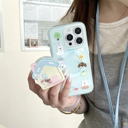 ドッグハウス 立体 グリップ 犬柄デザイン iPhoneケース #240318