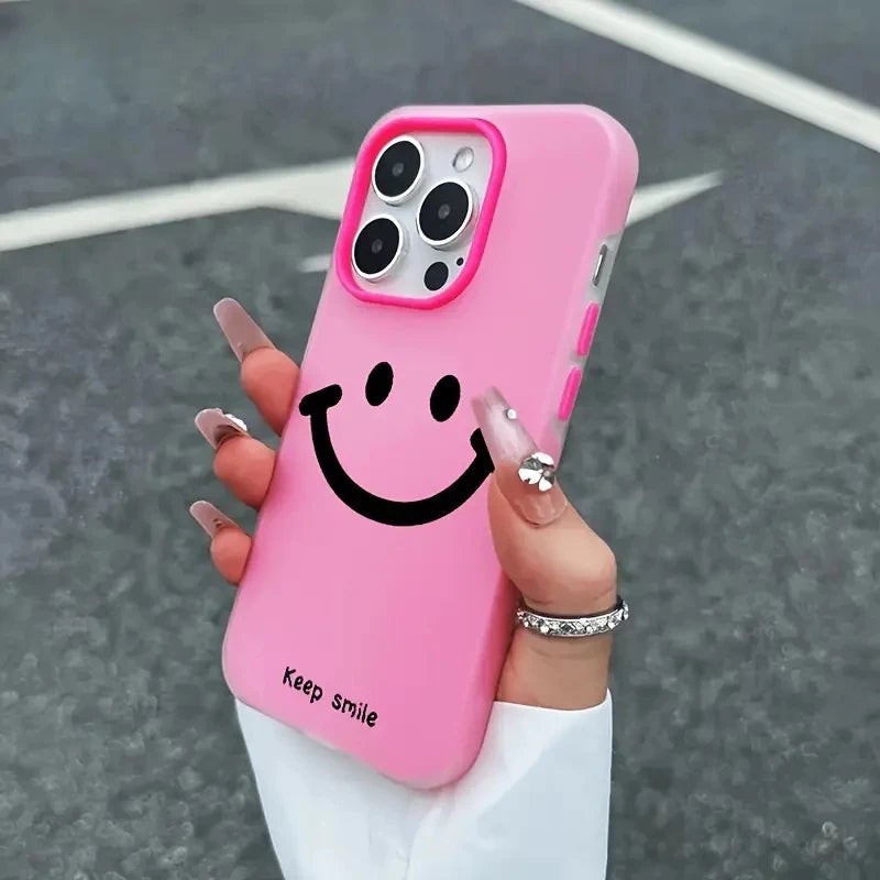 【ニコちゃんシリーズ】スマイル フェイス デザイン iPhoneケース｜カラフル・マット仕上げ #260224