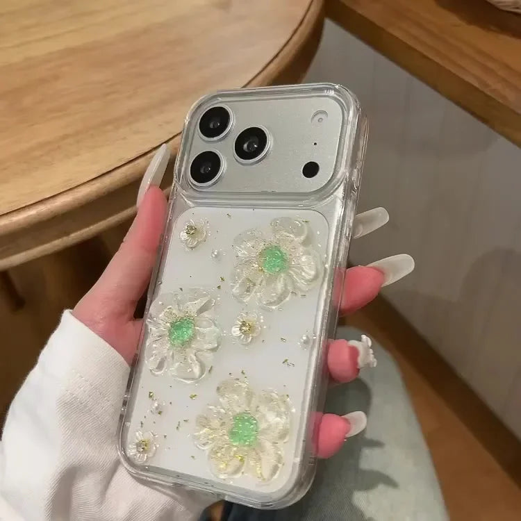 フラワー キラキララメ クリア iPhoneケース｜立体 3D 花モチーフ・透明感デザイン #230801
