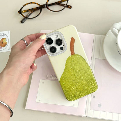 【フルーツシリーズ】キラキララメ 梨デザイン スマホケース｜iPhone対応 #250829