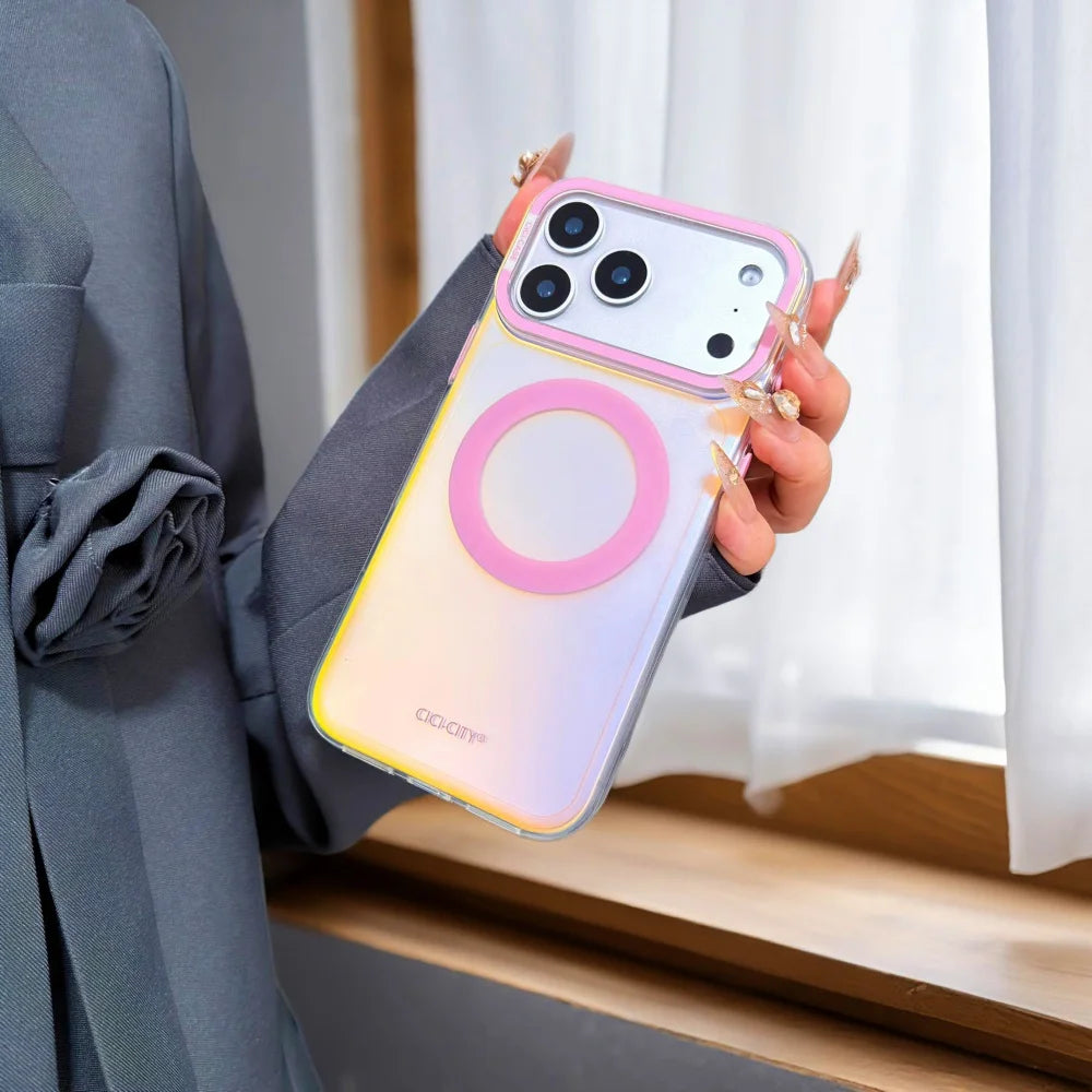 【グロウリングクリア】ネオンライト×グラデーション スマホケース｜iPhone対応 💫✨ #250223