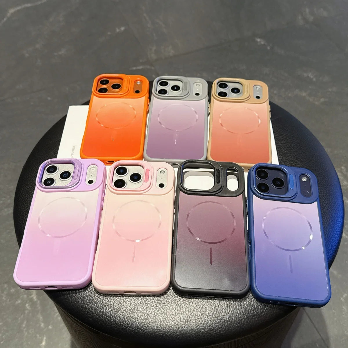 グラデーション Magnet内蔵 　カメラスタンド iPhoneケース｜マットカラー #260102