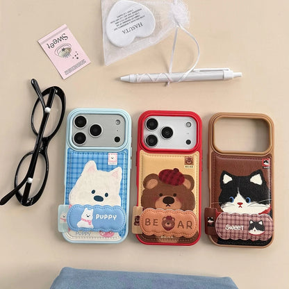 【キュートペット】ソフトレザー調 アニマル ポップカラー スマホケース｜iPhone対応 #240828