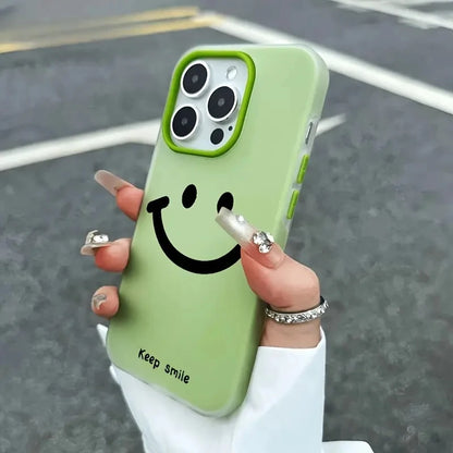 【ニコちゃんシリーズ】スマイル フェイス デザイン iPhoneケース｜カラフル・マット仕上げ #260224