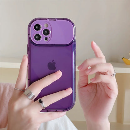 【クリアカラフルシリーズ】半透明シリコン レンズカバー付き ポップカラー スマホケース｜iPhone対応 #251020