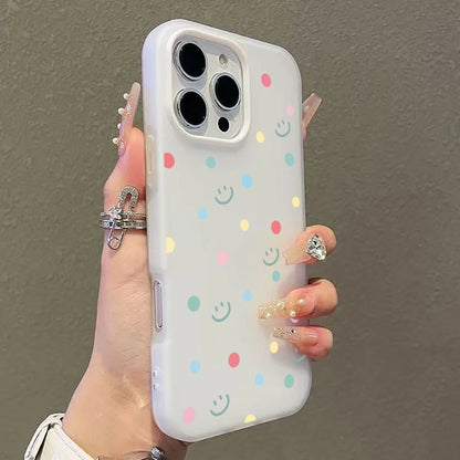 【ニコちゃんシリーズ】カラフル ポルカドット 水玉 スマイル iPhoneケース #260301