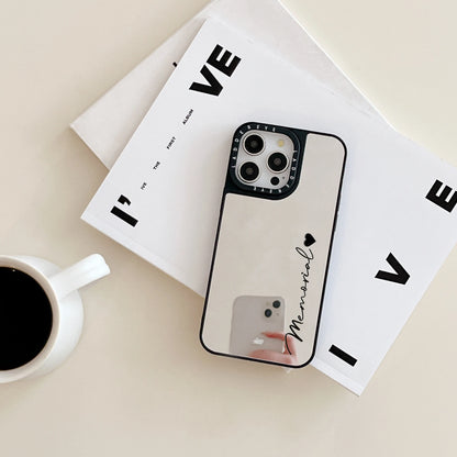 【カスタムシリーズ】名入れOK シルバー ミラー調 スマホケース｜iPhone対応 #250324