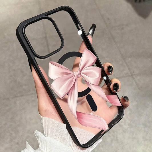 Magnet内蔵 リボンデザイン クリア iPhoneケース #260307