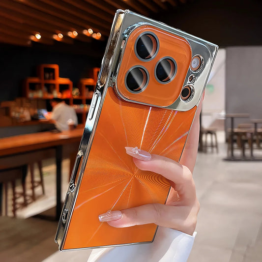 スクエアシリーズ メタリックデザイン iPhoneケース｜シャープライン・ミラー風仕上げ #240408