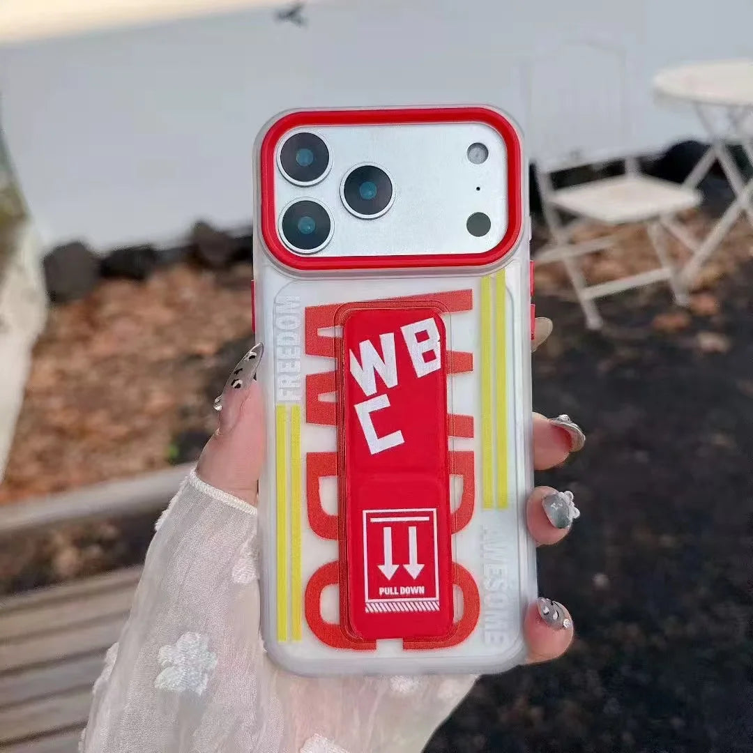 【折りたたみシリーズ】WBC カラーバー スマホケース｜耐衝撃クリア × 便利グリップ付き｜iPhone対応 #241122