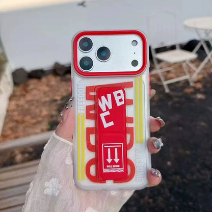 【折りたたみシリーズ】WBC カラーバー スマホケース｜耐衝撃クリア × 便利グリップ付き｜iPhone対応 #241122