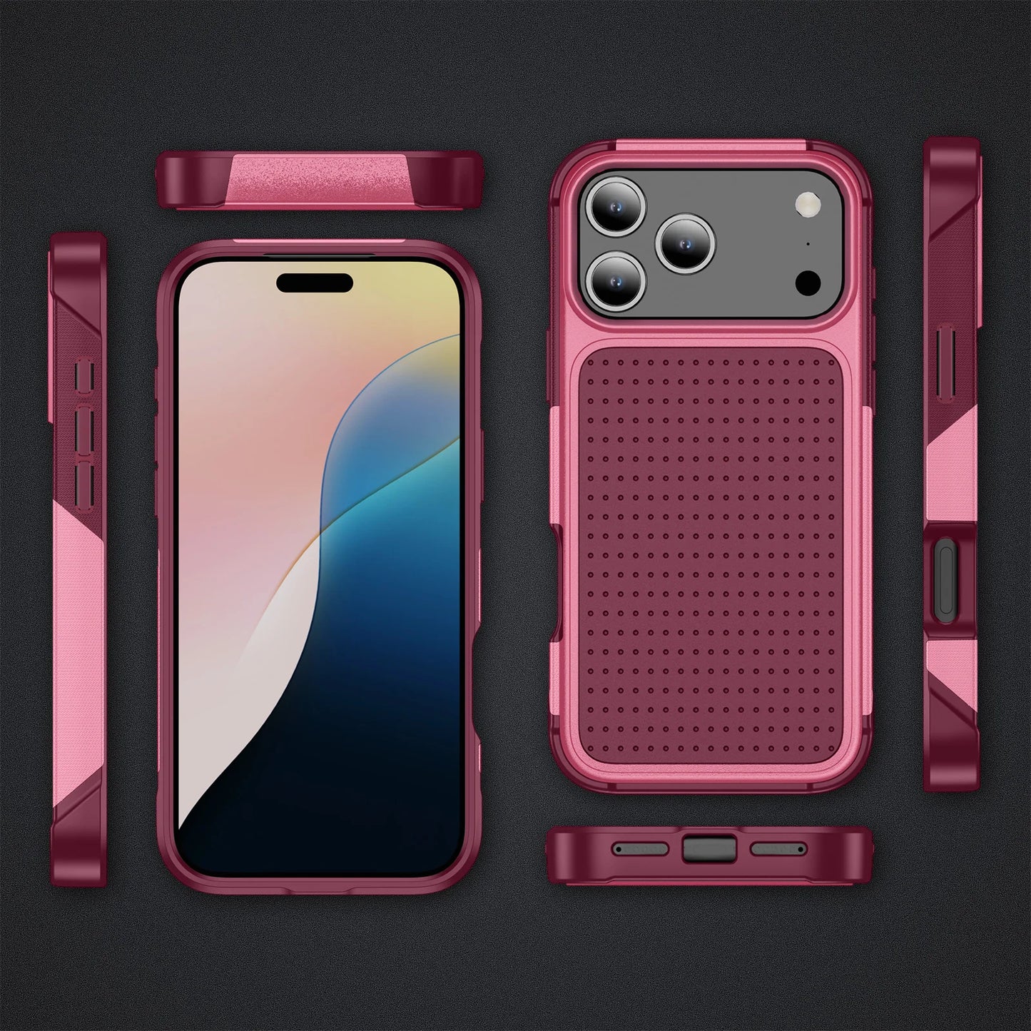 グリップデザイン 耐衝撃 iPhoneケース｜滑り止めバックパネル #240107