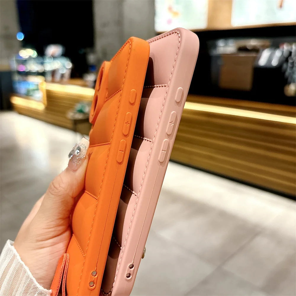 【パフキルトロープ】キルティング風×カラーロープ付き スマホケース｜iPhone対応 #250621