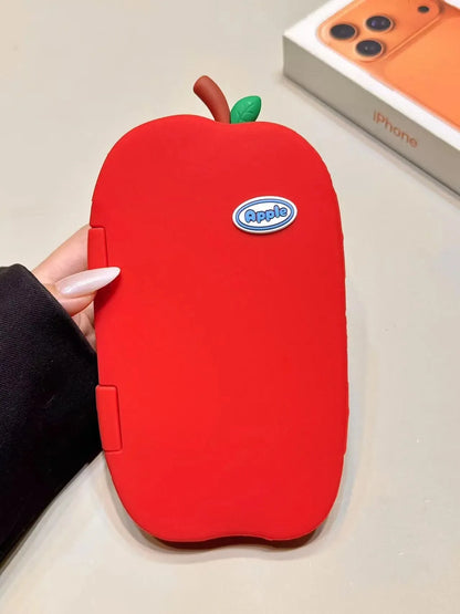 【アップルミラー】りんご型 ミラー付き 立体デザインスマホケース｜iPhone対応 #240612