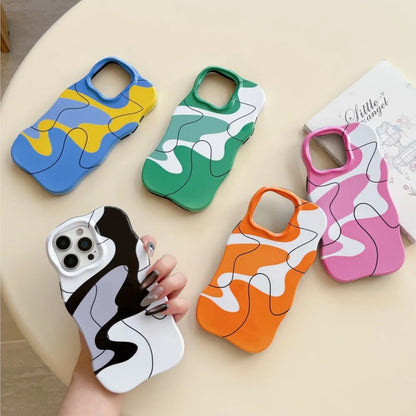 【モノトーンシリーズ】個性派アートライン モダンモノクロデザイン スマホケース｜iPhone対応 #251018