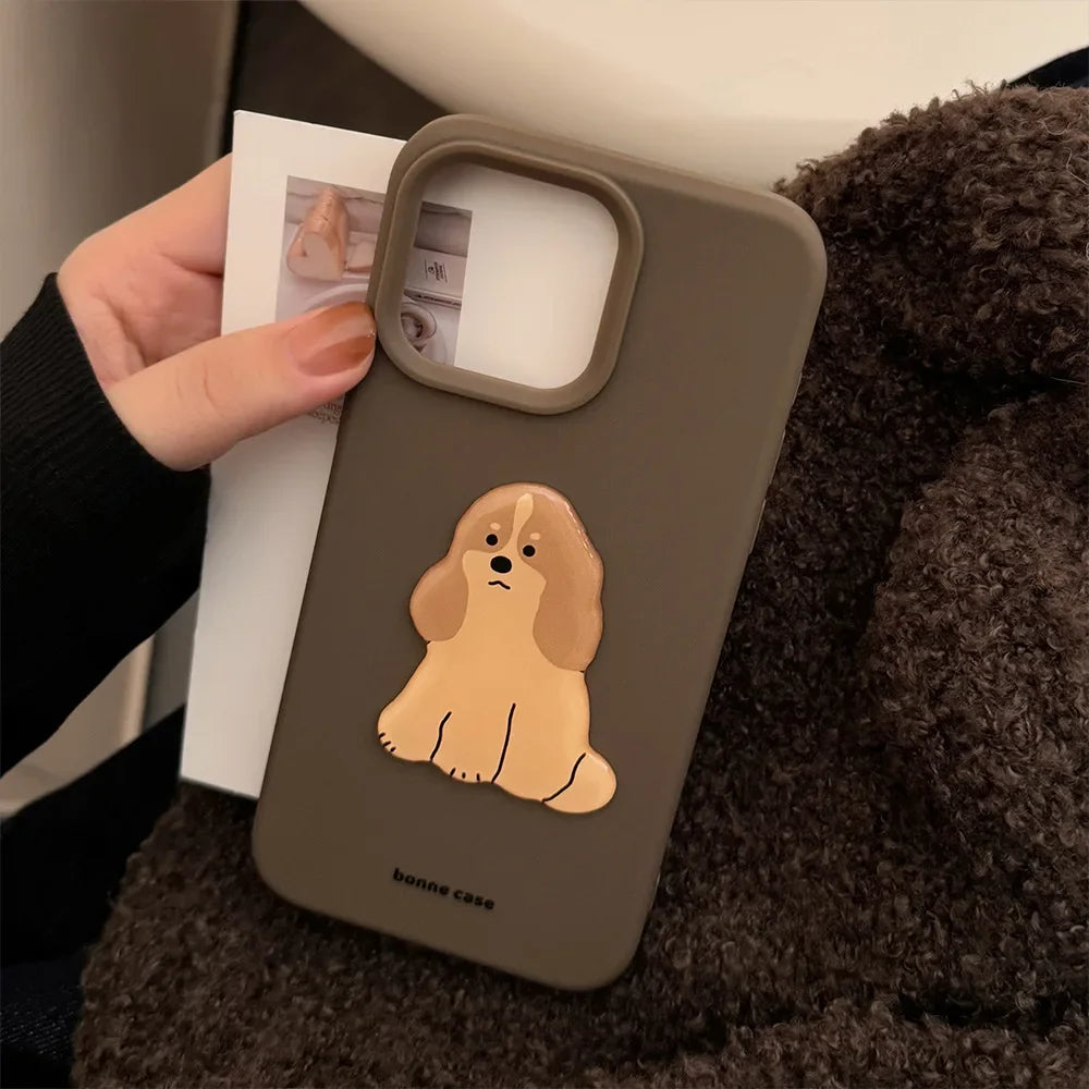 【ボヌールドッグ】くすみパステル×わんこモチーフ スマホケース｜iPhone対応 #250220