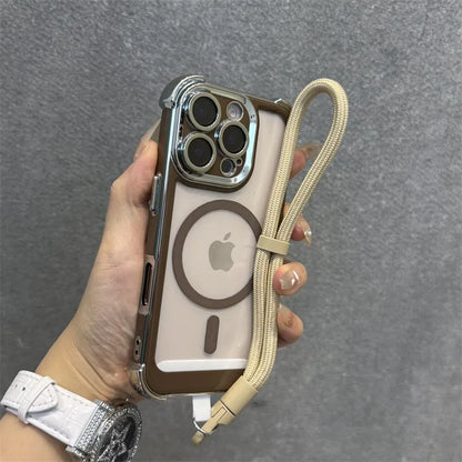 【Magnet内蔵】メタリックフレーム クリアカラー × ストラップ付き スマホケース｜iPhone対応 #250228