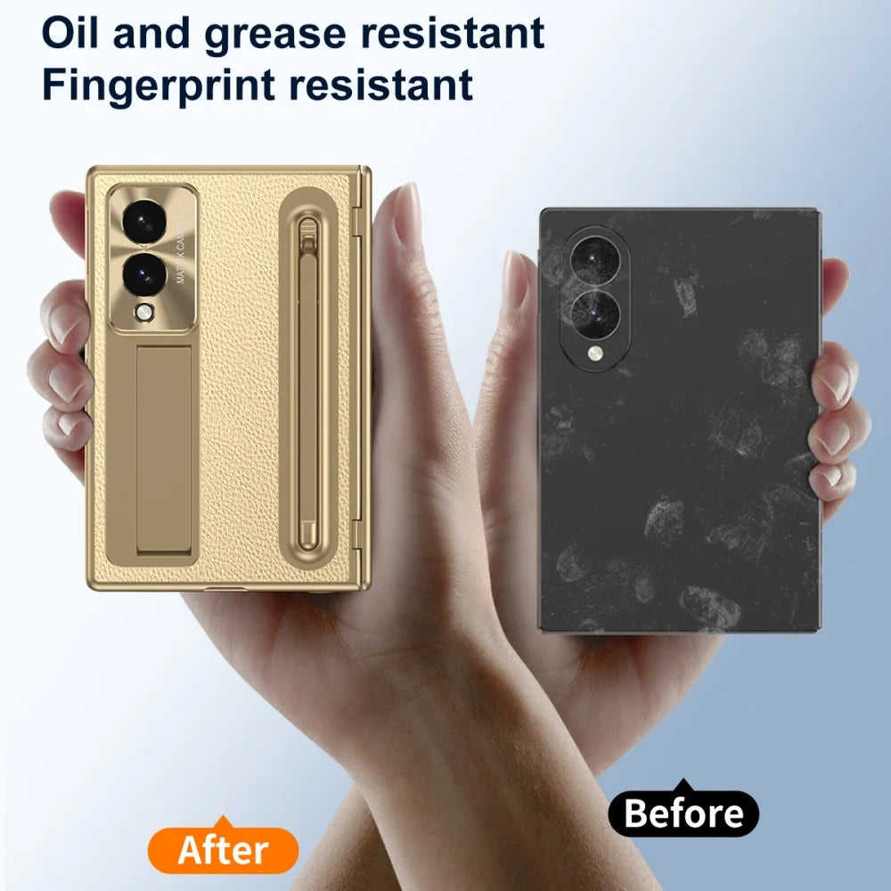 【Galaxy 対応 】 スタンド＆ペン収納付き スマホケース（画面保護フィルム一体型）＃261085