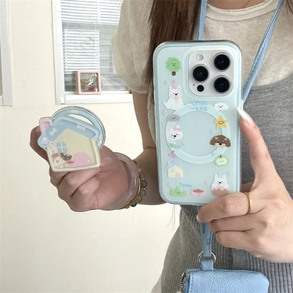 ドッグハウス 立体 グリップ 犬柄デザイン iPhoneケース #240318