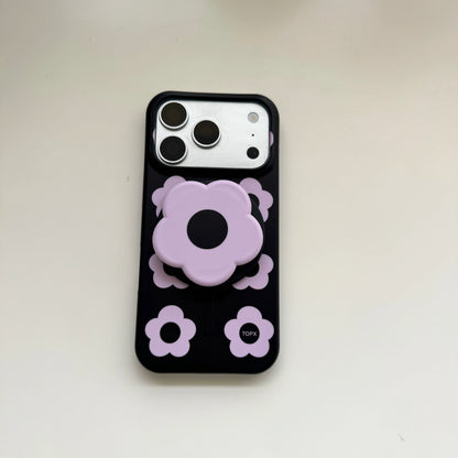 シックな黒ベース 花柄 立体的なフラワーモチーフ iPhoneケース｜上品エレガント #260074