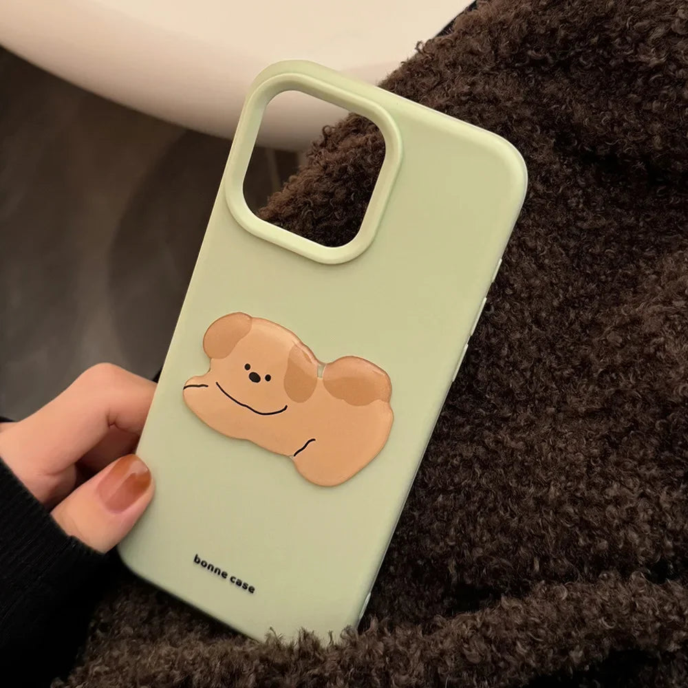 【ボヌールドッグ】くすみパステル×わんこモチーフ スマホケース｜iPhone対応 #250220