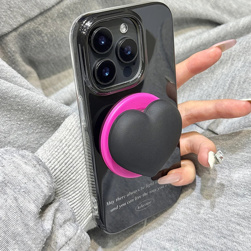 【Magsafe対応】立体 3D ハートグリップ ビビット バイカラー スマホケース｜iPhone対応 #250131