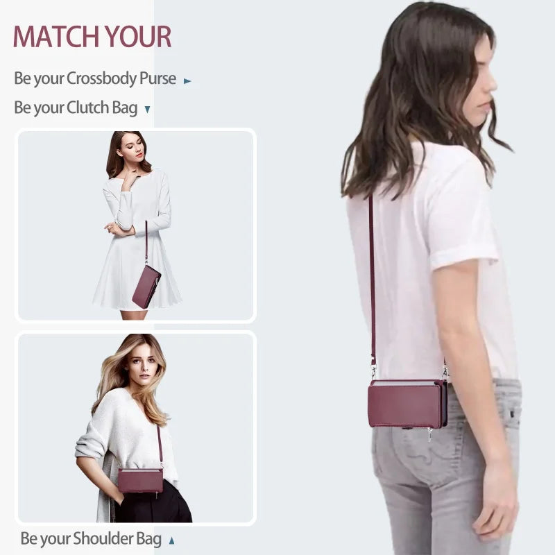 【ブックスタイル】シンプル レザー調 財布一体型 ブックスタイル 手帳型 iPhoneケース｜ショルダー対応 #240126