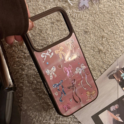 カラフルリボン 総柄 iPhoneケース｜グロッシーデザイン #240514