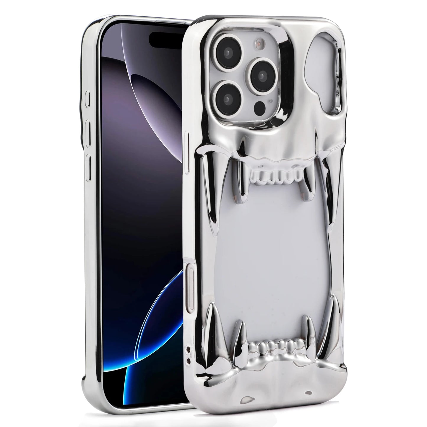 【メタリックファング】立体キバ × ミラーメタル スマホケース｜iPhone対応 #240812