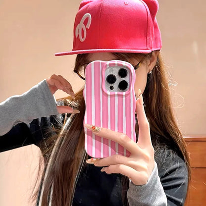 【ウェーブシリーズ】ポップカラー ボーダー ストライプデザイン スマホケース｜iPhone対応 #250823