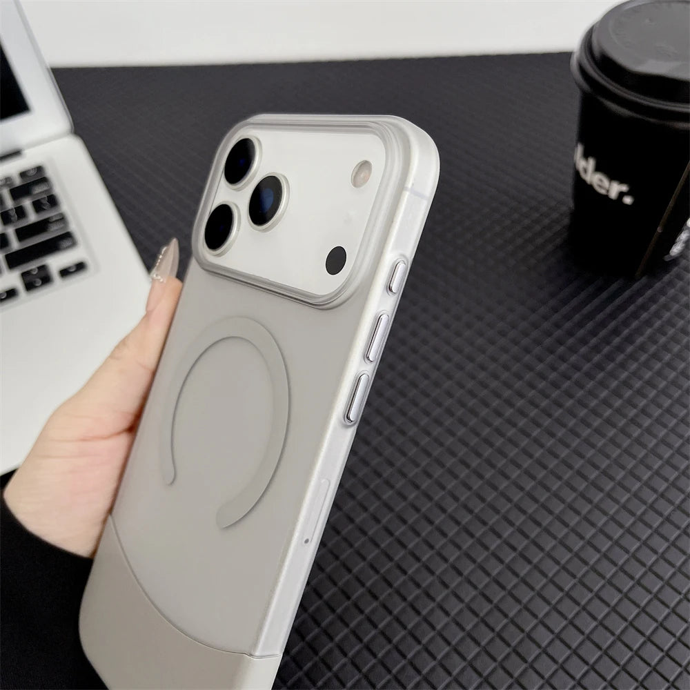 バイカラー Magnet内蔵 シンプル配色デザイン iPhoneケース｜くすみカラー・ミニマル #231111
