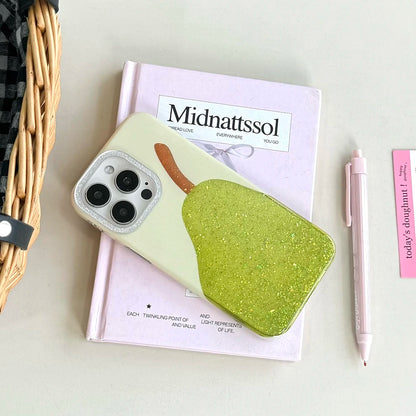 【フルーツシリーズ】キラキララメ 梨デザイン スマホケース｜iPhone対応 #250829