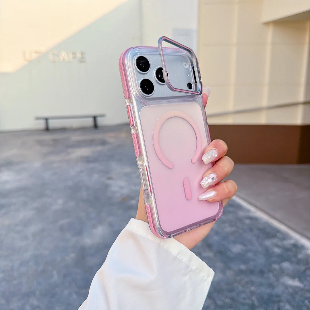 マグネット内蔵 グラデーションクリアiPhoneケース（全4色）トレンド・華やか #261175